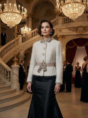 Maria Grazia Severi Wool Blend Blazer Beige Brown Bow Detail Jacket IT 44 US M